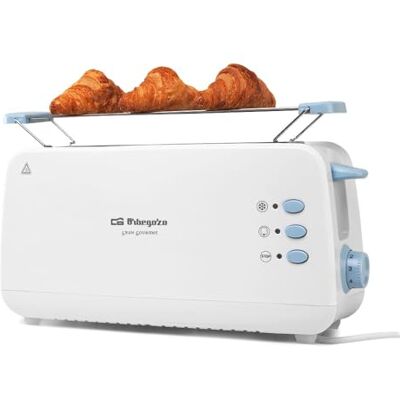 Orbegozo TO 4012 Broodrooster met grote sleuf, broodjeswarmer, 7 broodroosterstanden, ontdooifunctie en kruimellade, 850 W, wit Orbegozo TO 4012 Broodrooster met grote sleuf, broodjeswarmer, 7 broodroosterstanden, ontdooifunctie en kruimellade, 850 W, wit
