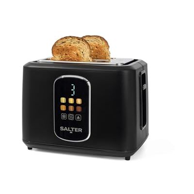 Salter Toast Rite Digitale 2-sneeds broodrooster met LED-touchdisplay 930 W vermogen, instelbare bruiningsgraad, geïntegreerde timer, ontdooien/opwarmen/annuleren, uitneembare kruimellade Salter Toast Rite Digitale 2-sneeds broodrooster met LED-touchdisplay 930 W vermogen, instelbare bruiningsgraad, geïntegreerde timer, ontdooien/opwarmen/annuleren, uitneembare kruimellade