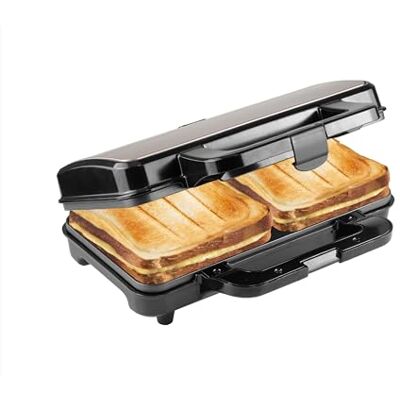 Bestron XL sandwichmaker, sandwich broodrooster voor 2 sandwiches in schelpvorm, ideaal voor American Sandwich, incl. automatische temperatuurregeling & stand-by-indicator, kleur: beige Bestron XL sandwichmaker, sandwich broodrooster voor 2 sandwiches in schelpvorm, ideaal voor American Sandwich, incl. automatische temperatuurregeling & stand-by-indicator, kleur: beige