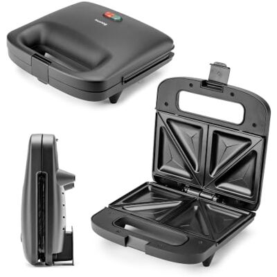 huslog EasyBite Broodrooster, sandwichmaker, sandwich, antiaanbaklaag, 1000 W, driehoekig, zwart huslog EasyBite Broodrooster, sandwichmaker, sandwich, antiaanbaklaag, 1000 W, driehoekig, zwart