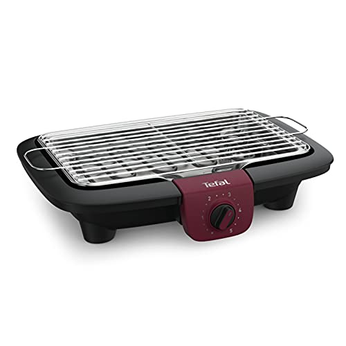 Tefal BG90E5 Easygrill Adjust Elektrische tafelgrill (2300 watt, 720 cm² grilloppervlak) zwart/bordeaux