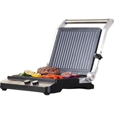 Black & Decker Elektrische grill 2000W 2-in-1 gladde en grillplaten anti-aanbak 180° open Temperatuur- en tijdregelaar LCD-display RVS anti-vingerafdruk Koele handgreep Black & Decker Elektrische grill 2000W 2-in-1 gladde en grillplaten anti-aanbak 180° open Temperatuur- en tijdregelaar LCD-display RVS anti-vingerafdruk Koele handgreep