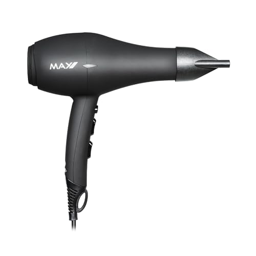 Max Pro Xperience Haardroger, 1600 W, krachtige ionenföhn, föhn voor krullen, haarföhn, föhn, ionen-haardroger, compleet met haardroger en accessoires voor professionele krulföhnresultaten