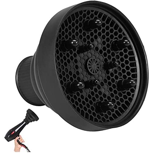 PAN FIGHTER Giody Universele diffuser van siliconen, professionele diffuser reishaardroger voor opvouwbare haardroger, haardiffuser met ronde sproeier, diameter 4 cm 5 cm (zwart)