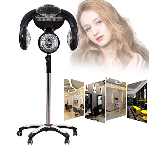 OMGGYER Droogkappen voor haar, 1400 W, professionele droogkap, haardroger met wielen, haardroogkap, staand apparaat, in hoogte verstelbaar, verwarming, kleuren, permanent, oliebehandeling, machine voor salon,