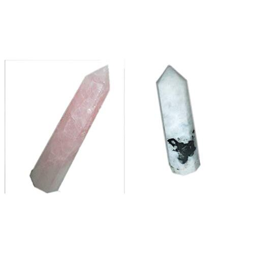 Jet International Energized Rainbow Moonstone & rozenkwarts Obelisk 3 inch ca. 1 Elke gereinigde Jumbo A + topaanbieding voor schone, opgeladen best deal aanbiedingen agaat kristallen therapie-brochures