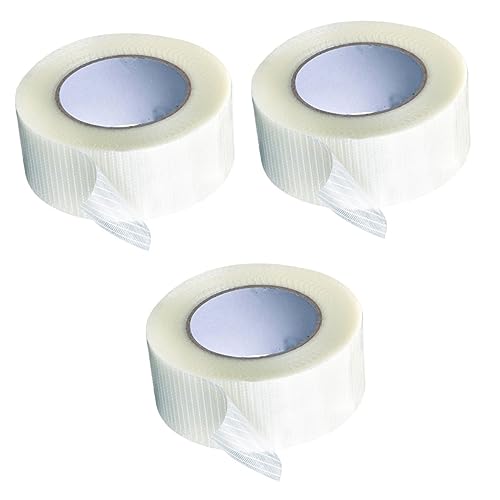 COHEALI 3 Stuks glasvezel gegoten tape plakband glasvezel visband glasvezel gipsplaat tape wikkelband glasvezel tape gaasband raster vezel tape enkelzijdige tape Batterij Mesh riem wit