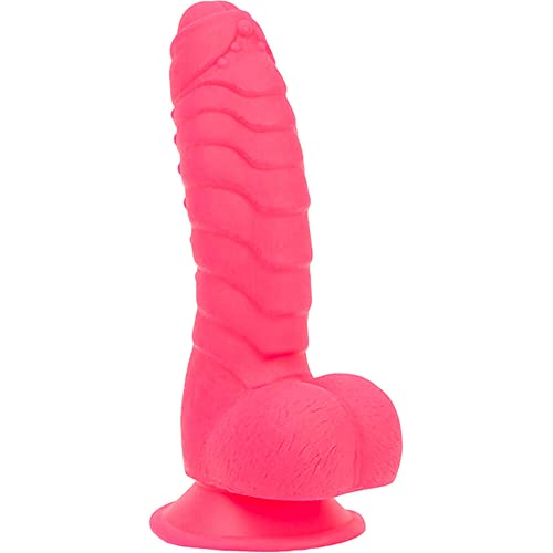 Addiction De 17,8 cm HOT Roze siliconen geribbelde dildo die slecht is voor het bot! Premium siliconen met extreme zuignap basis door verslaving