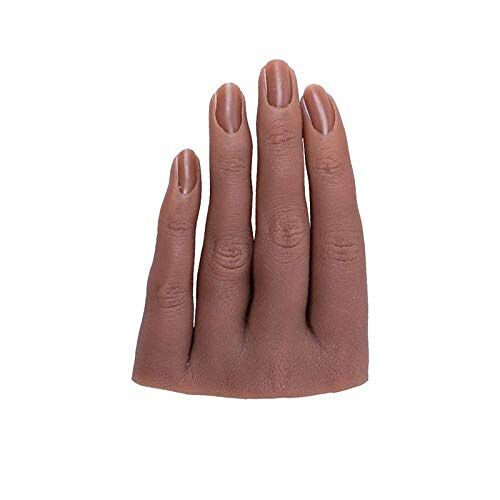 AFYH Oefenhanden, Siliconen Mannequin Handen Met 4 vingers ingebedde spijkersleuf-model voor één hand-10,5x7,5 cm-vrouwelijke vingers,5,Left finger