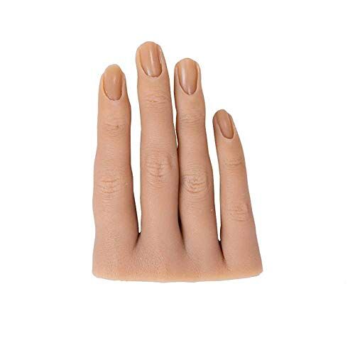 AFYH Oefenhanden, Siliconen Mannequin Handen Met 4 vingers ingebedde spijkersleuf-model voor één hand-10,5x7,5 cm-vrouwelijke vingers,3,right finger