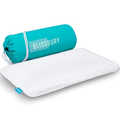 BLISSBURY Dun 2,6 cm buikslaapkussen van traagschuim slank, plat, koelslaap voor buik of rug met zachte bamboe, wasbare hoes, nek- en hoofdondersteuning voor beddengoed voor heren en vrouwen