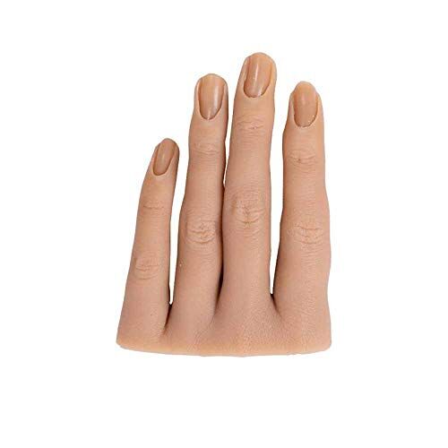 AFYH Oefenhanden, Siliconen Mannequin Handen Met 4 vingers ingebedde spijkersleuf-model voor één hand-10,5x7,5 cm-vrouwelijke vingers,3,Left finger