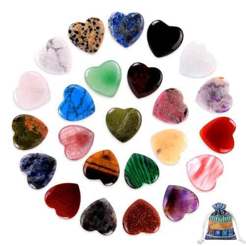 OSDUE Set van 24 kristallen stenen, kleurrijke kristallen edelstenen voor kinderen, helende kristallen edelstenen voor geliefden, hart, geluksstenen, mineralen, helende stenen, voor meditatie, chakra,