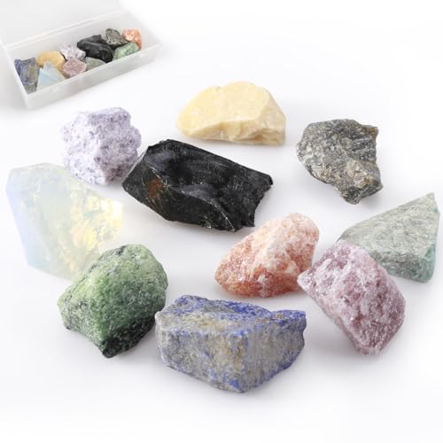 Aitsite Helende stenen set, 10 edelstenen, kristallen, natuurstenen, minerale stenen, helende stenen, edelsteenwater 300 g (multicolor-10B)