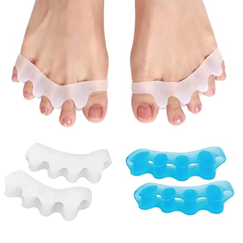 LICHUANUK LICHUAN 4 stuks gelteenslippers voor de voeten, teenspreider voor hallux valgus, hamertenenslippers, siliconen teenspreiders, overlappende teenspreiders (2 paar)