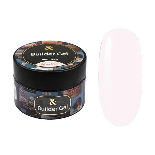 F.O.X builder gel, opbouwgel voor gelnagels, uv-gel voor nagelverlenging en modellering, nagelmodellering, gel voor nagels (30 ml, cover ivoor)