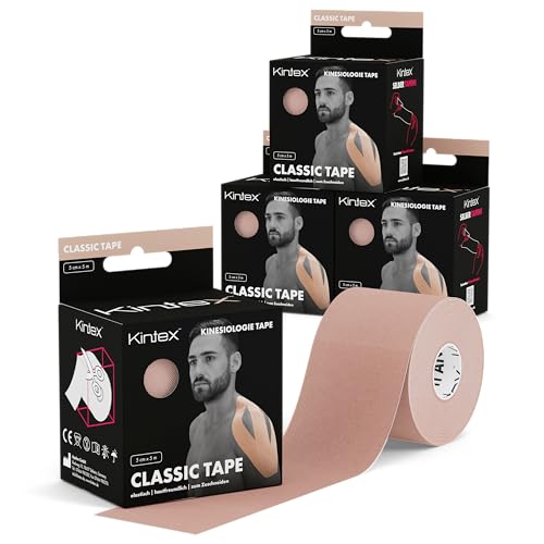 Kintex Kinesiologie 4 rollen Classic 5cm x 5m, fysio, therapie-tape, beige, x 5m