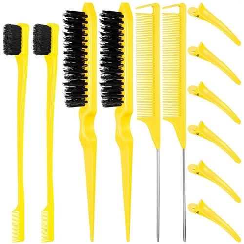 hgnxa 12Pcs Haar Styling Kam Set Plagen Haar Borstel Staart Kam Rand Borstel Voor Rand Terug Borstelen Kammen Slicking Voor Vrouwen Haar Styling Kam Haar Styling Kammen Haar Styling Kam Set Haar Styling Kam