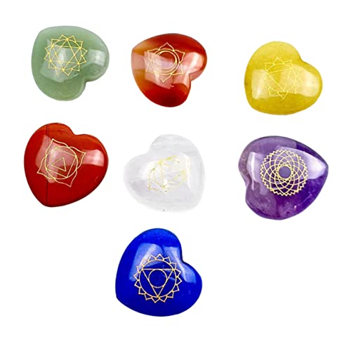 Healvian Kristal 1 Set Zeven Chakra Liefde Kristallen Stenen Meditatie Stenen Lapidair Kristallen Chakra Stenen Ambachten Chakra Edelsteen Hartvorm Geneest Stenen Amethist Meditatie Steen