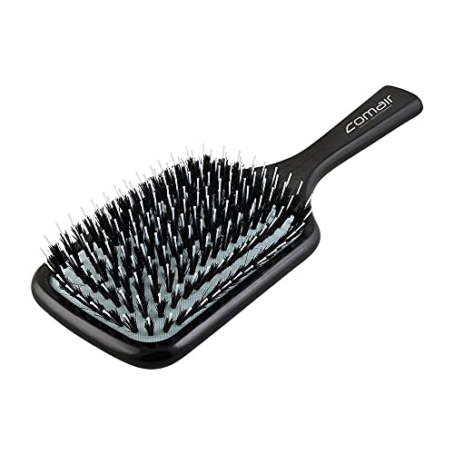 Comair Paddle Brush Azzuro sz/turquoise, 13 rijen, nylon stiften en wildzwijnborstel, houtborstel