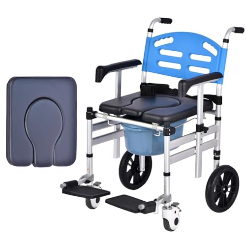 YAXRO Opvouwbare Draagbare Toiletstoel Met Wielen,In Hoogte Verstelbare Mobiele Toiletstoel Voor Thuis,Badkamerrolstoelen,Voor Ouderen Met Een Handicap D