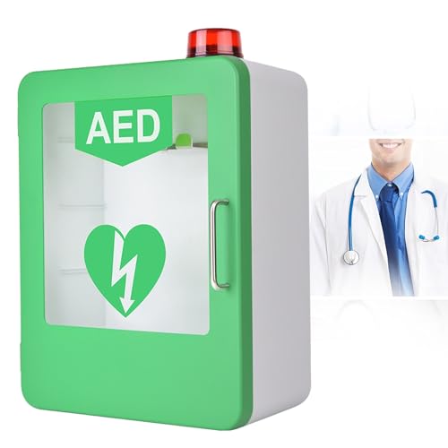 DKDDZQ Aed-defibrillatoropbergkast, Aan De Muur Gemonteerde Eerste Hulp Aed-defibrillatoropbergkast Met Alarm, Scheidingswandpositie Verstelbaar, Past Op De Meeste Aed-modellen