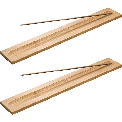 Boao 5 stuks bamboe hout wierook stokjes houder wierookbrander asvanger, 9,06 inch lang (houtkleur)