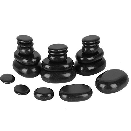 Dioche 20 stuks Hot Stone, Set massagestenen, voor massages en wellnessbehandelingen met warmte, Zwart