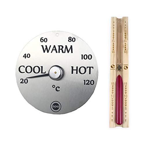 SudoreWell Sauna thermometer Hot Sauna meetinstrument uit Finland by OPA/Lumo plus zandloper exclusief 15 min. met rood zand
