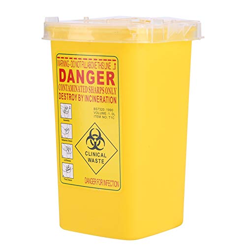 Aeloa Sharps Container-Plastic Naaldcontainer Tattoo Medische Biohazard Naaldverwijdering 1L Grootte Afvaldoos (2 Kleuren) (kleur: Geel)