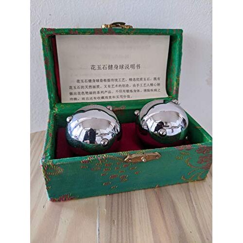 Zen Man Qi-Gong kogels, geneeskrachtige kogels gezondheidskogels massage geluid ballen verchroomd 45 mm met doos