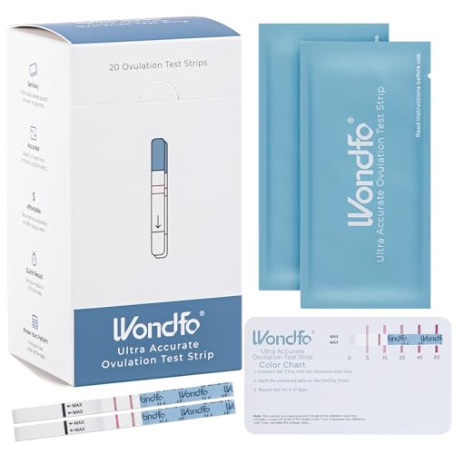 Wondfo Ovulatietest, 20 x LH 0-65 mIU/ml, continue voorspelling van de ovulatiedagen, vruchtbaarheidsteststrips, kwantitatieve ovulatietests voor vrouwen thuis, Pinpoint 2 piekvruchtbaarheidsdagen