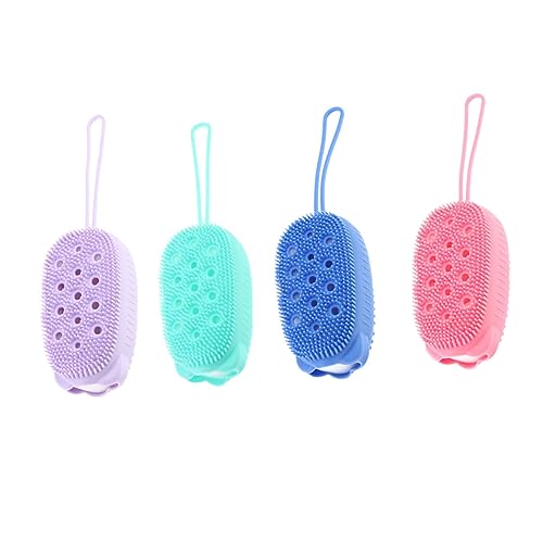 DOITOOL 4 Stuks Badborstel Badborstel Terug Scrub Borstel Siliconen Badborstel Lichaamsborstel Scrubborstel Voor Het Lichaam Bad Scrubber Hangende Badborstel Kwast Spons Massage