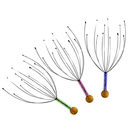 EXCEART Krabber 3 Stks Hoofdhuidkop Krassen Geen Pijnlijke Kop Krassen Massager Hoofdhuid Klinkende Krassend Handheld Hoofdmassagetool Voor Vrouwen en Mannen Willekeurige Kleur