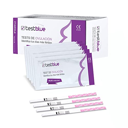 TestBlue Ultragevoelige ovulatietest, verpakking van 20 stuks, ovulatie- en vruchtbaarheidstest herkent je meest vruchtbare dagen, eenvoudig te gebruiken ovulatietest met nauwkeurige resultaten, gevoelige