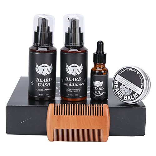 Fyearfly Baardverzorgingsset, voedende baardverzorging conditioner kit baard wassen conditioner baard olie crème kam, unieke geschenken voor mannen