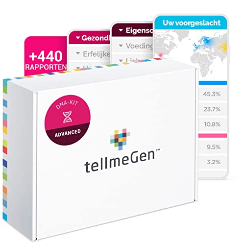 TellmeGen DNA Test Advanced (Gezondheid + Herkomst + Eigenschappen + Wellness) Meer dan 400 bijgewerkte rapporten