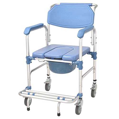 Generic Commode Bedstoel, 4 in 1 Douche Commode Rolstoel Rolstoel Rolstoel Toilet met Armen voor Senioren en Gehandicapten