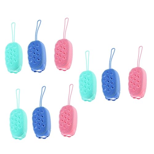 FRCOLOR 9 Stuks Badborstel Badborstel Luffa Badborstel Siliconen Scrubbers Borstels Wrijven Badborstel Met Zachte Haren Siliconen Borstels Exfoliërende Borstel Massage Spons Blozen