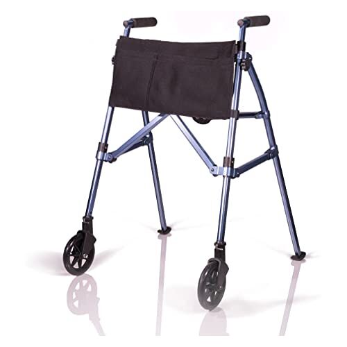 Stander EZ Fold-N-Go Walker, Opvouwbare Lichtgewicht Aluminium Looprek, Loophulpmiddel Voorwielen, Looprekken Ouderen, Kobalt Blauw