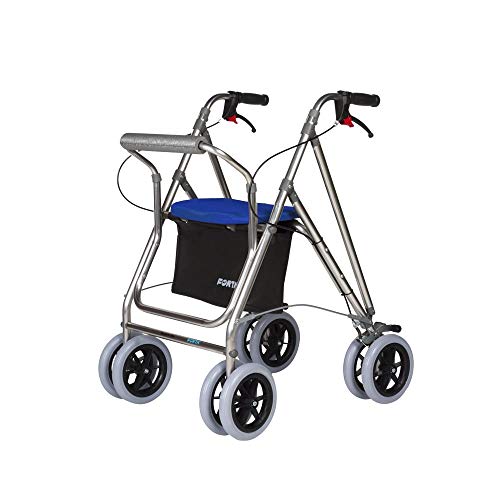 Mobiclinic Wandelhulpmiddelen voor ouderen, Aluminium Rollator, Wandelhulpmiddelen met remmen en zitting, Vouwhulpmiddelen, Kleur: Blauw