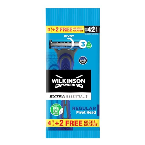 Wilkinson Sword Extra 3 Essential wegwerpscheerapparaten met aloë vera glijband, 4 stuks + 2 stuks