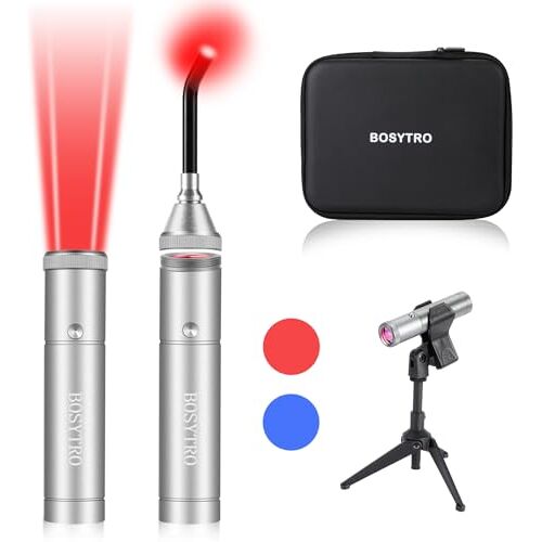 BOSYTRO Rode lichtlamp, Red Light Therapy met klem, draagbare infraroodlamp voor spierontspanning en pijnverlichting, rode lichtlamp, warmtelamp met 460nm 630nm 660nm 850nm 950nm