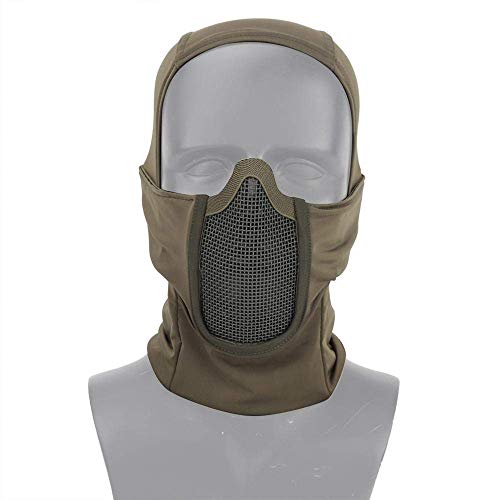 Gocher Semi-Metalen Steel Airsoft Tactisch Masker Balaclava met Oorbeschermers en Verstelbare Elastische Band voor CS/Jagen/Paintball Shooting/Shooting.