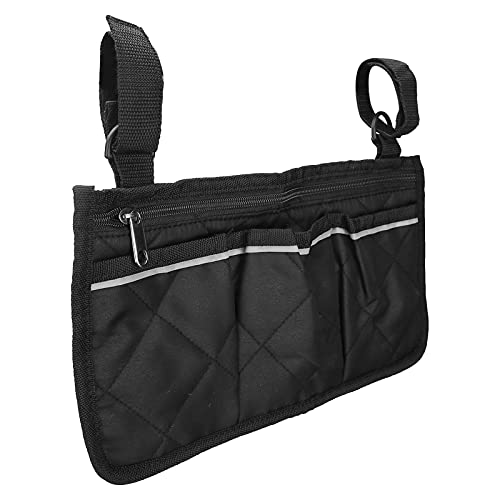 Shanrya Armsteun Pouch Bag, Oxford Stof Rolstoel Opslag Zijtas Rolstoel Armsteun Accessoires voor Rolstoelen voor Bureaustoelen (Zwart)