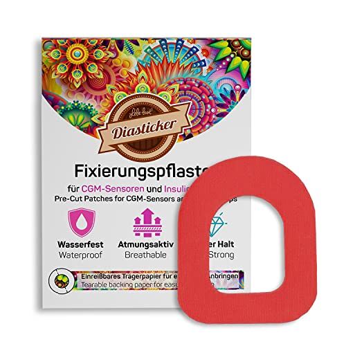 Diasticker ® Omnipod fixeerpleisters (30 stuks, rood)   waterdicht ademend sterke grip   pod-fixatie, patch, fixatie, tape, overpatch, pleister