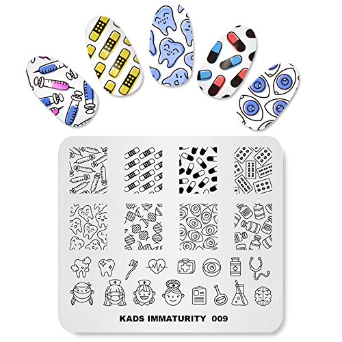 ALEXNAILART Nail stempelen plaat Cartoon ziekenhuis pillen verpleegster tanden multi-patroon stempelen sjabloon afdrukken afbeelding nail art stempelschraper nagels gereedschap