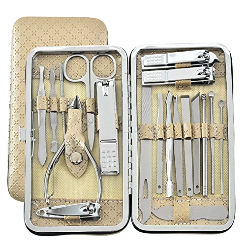 UTILES 19 stks/set Snoeien Nagelknipper Kniptang Set Enkele Nagel Groef Pedicure Ontsteking Dode Huid Clipper Tool Thuis Tool, 19 stks kaki