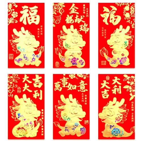 Datering 36 st`¹ ck Chinese rode enveloppen, rode enveloppen, Chinese enveloppen? ge 2024 Nieuwjaar, Chinese envelop voor geld 2024 drakenmaannieuwjaar, 6, 6,5 X 3,5