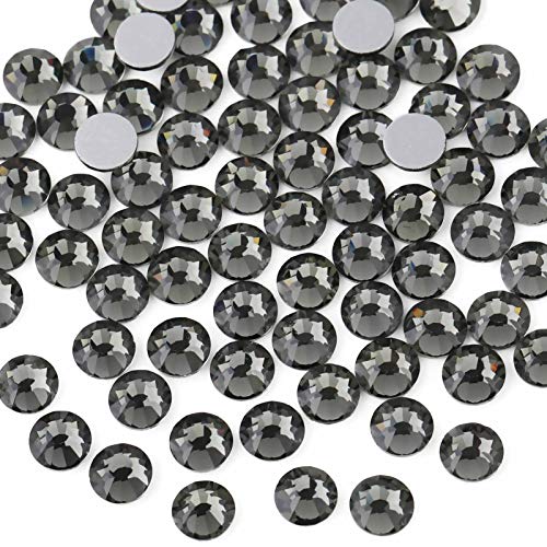 BEADSLAND Strassteentjes met platte onderkant, nagelkristallen, strasssteentjes voor nagels, antraciet, SS3 (1,3 1,4 mm), 1440 stuks